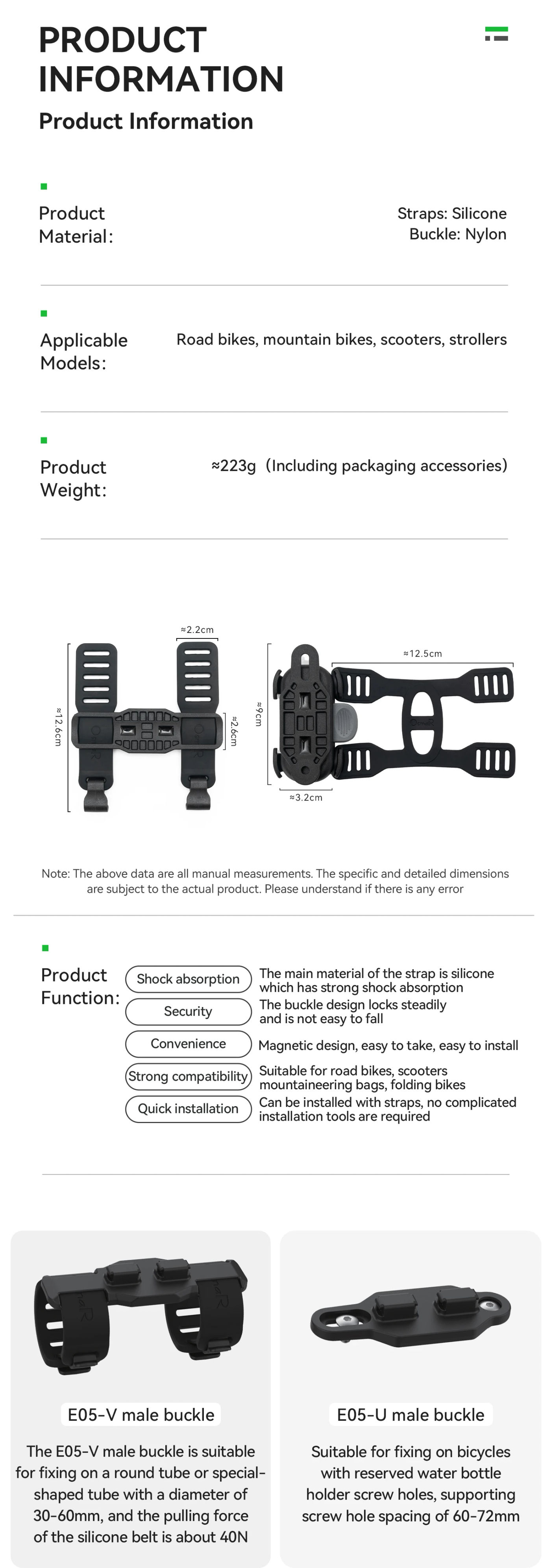 Description Picture 3 of itemROCKBROS Bicycle Bottle Bracket Portable Lightweight Steady Bottle Holder Magnetic Buckle Straps Bottle Cage Bike Accessories