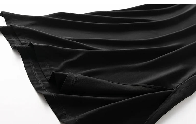 Description Picture 5 of itemWomen 100% Mulberry Silk 19 momme Thick Crepe Silk Midi Dress V neck Short Sleeve Side Slit Long Dress Office Lady L XL MM112