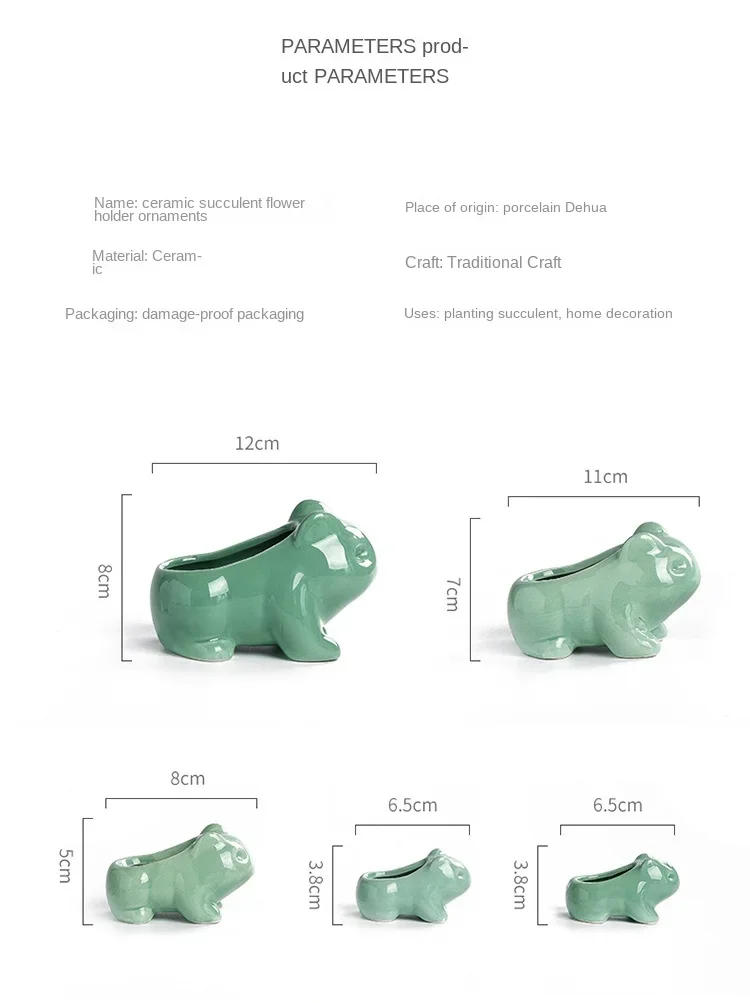 Description Picture 2 of itemCeramic Flower Pot Cute Succulent Plant Garden Pots Simulation Planters Green Plants Animal Cartoon Vases Home Garden Decoration