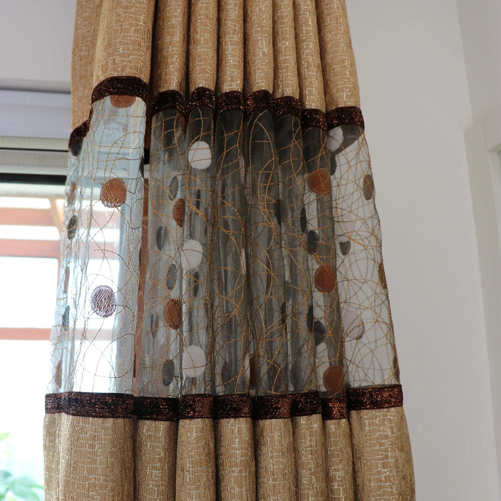 Description Picture 4 of itemLuxury Modern Chenille Curtains Stitching Bird Nest Bedroom Living Room Coffee French Window Treatment Cortinas WP221C