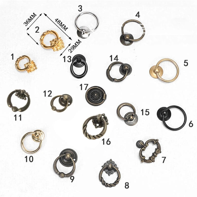 Description Picture 4 of itemVintage Drawer Pulls Mini Cabinet Handle DIY Furniture Pulls Ring Wooden for Case Box Decorative Handles Not Easy to Fad