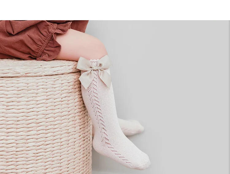 Description Picture 2 of itemBaby Girls Infant Toddlers Cotton Mesh Long Socks Spring Autumn Baby Socks Cute Princess Bow-knot Floor Sock Stockings