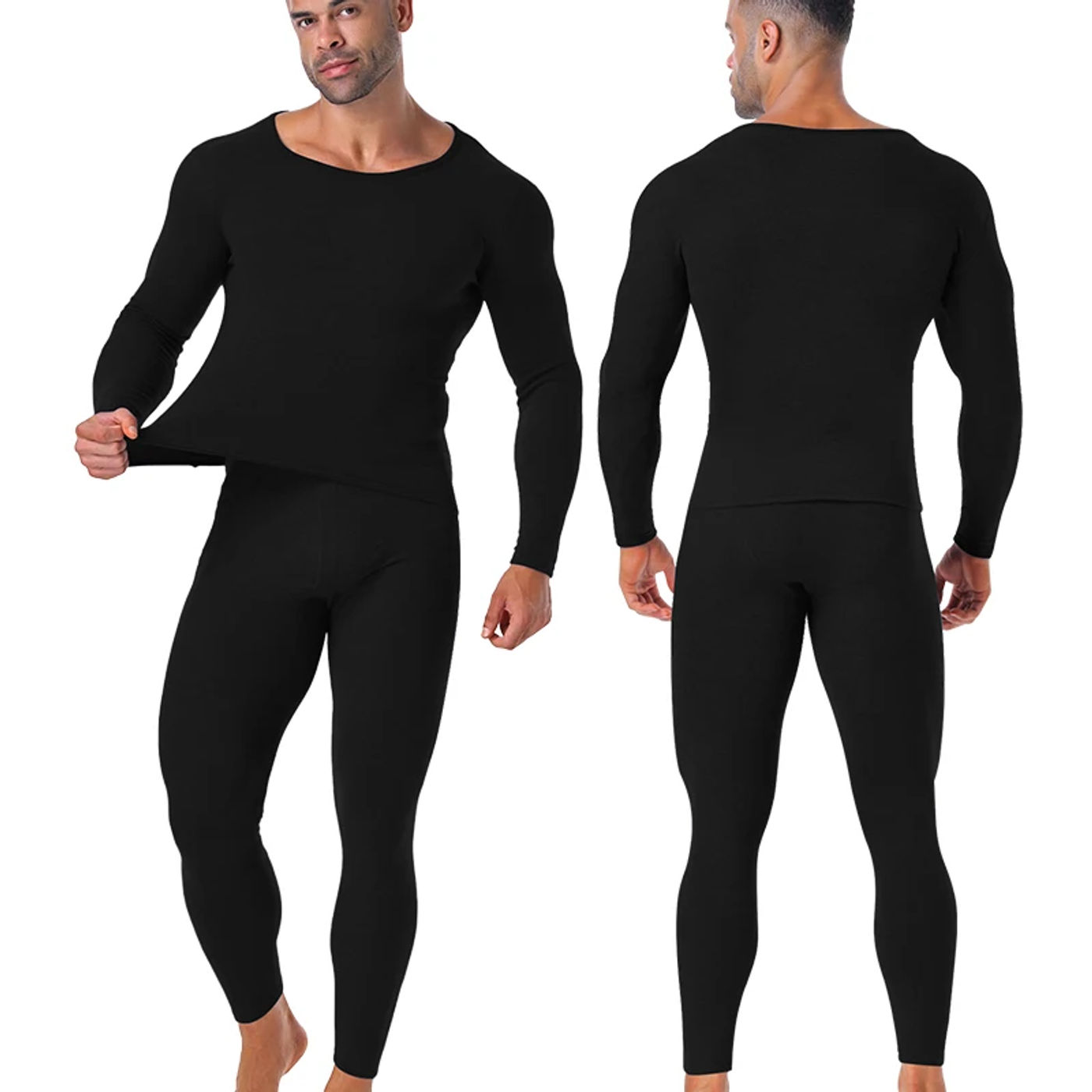 Description Picture 3 of itemMens Set of 2 Thermal Underwear Suit Ultra Soft Long Johns Fleece Lined Keep Warm Undershirts Cold weather Bottoming Shirt Suits