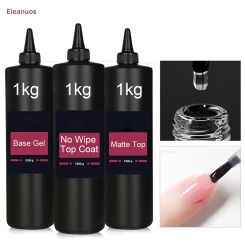 Eleanuos Wholesale 1kg No Wipe Top Coat Super Quality Soak Off UV LED Rubber Base Refill Matte Top Professional Nail Salon Use