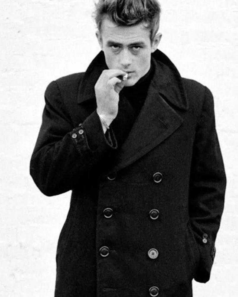 Description Picture 6 of itemMen's Pea Coat Classic Navy Double-breasted Slim Thick Woolen Jacket for Autumn and Winter Men Vintage Clothing