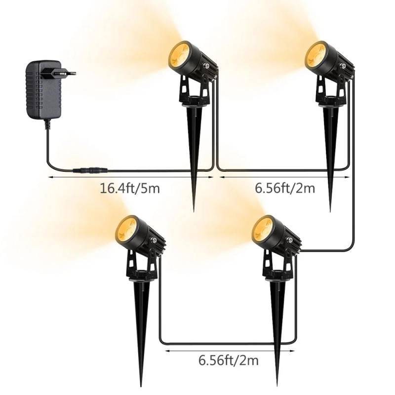 Description Picture 5 of itemLED Landscape Lights 12W Low Voltage Waterproof Garden Pathway Light Wall Tree Flag Spotlights Spike Lawn Lamp with Transformer