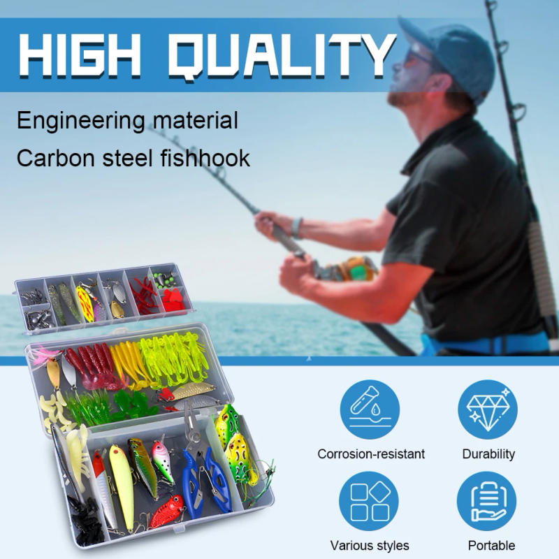 Description Picture 4 of item120Pcs Fishing Lures Kit Multifunction Topwater Bait Rigs Carbon Steel Biomimetic Fish Bait for Outdoor Fishing Accessories Tool