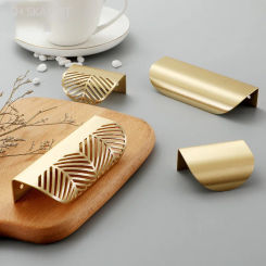 Pure Copper Cabinet Door Handle Built-in Drawer Knobs Creative Leaf Shape Door Knob Light Luxury Golden Kitchen Cabinet Handles