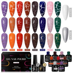 12PCS/SET Crackle Nail Polish Gel Set Cracking Nail Lacquer Quick Dry Gel Hybrid With Base Top Coat Manicure Art Varnish Kit