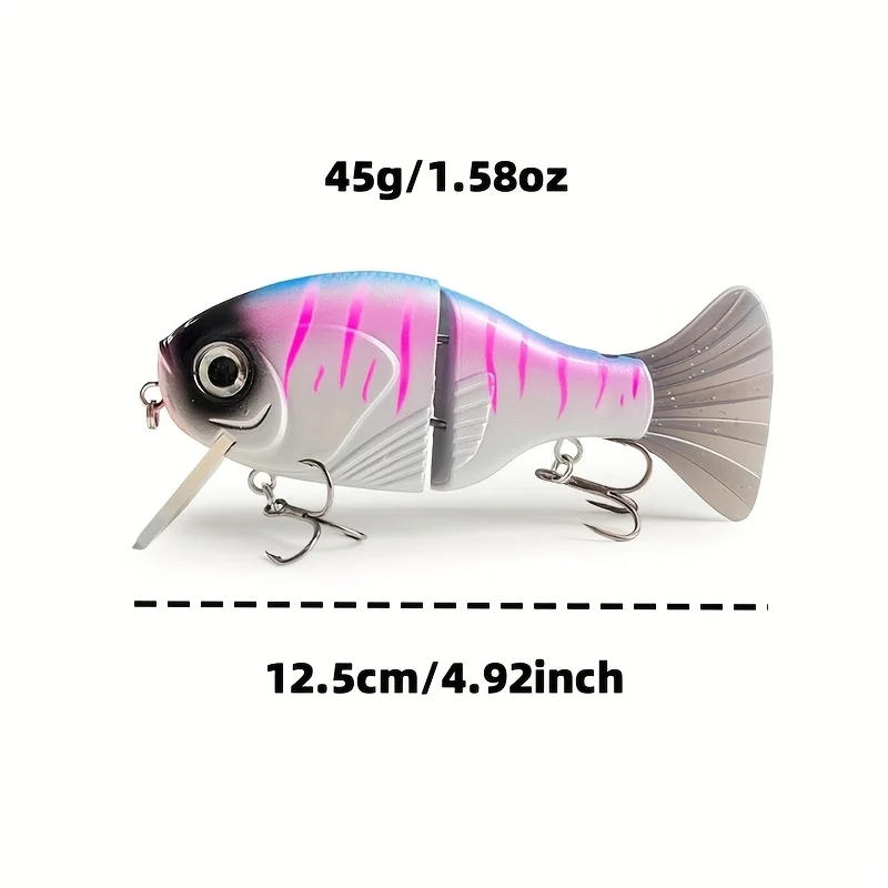 Description Picture 2 of item4.92" Floating Multi-Jointed Soft Tail Fishing Lure Bait - Realistic Fish Design, For Bass Trout Freshwater & Saltwater Fishing