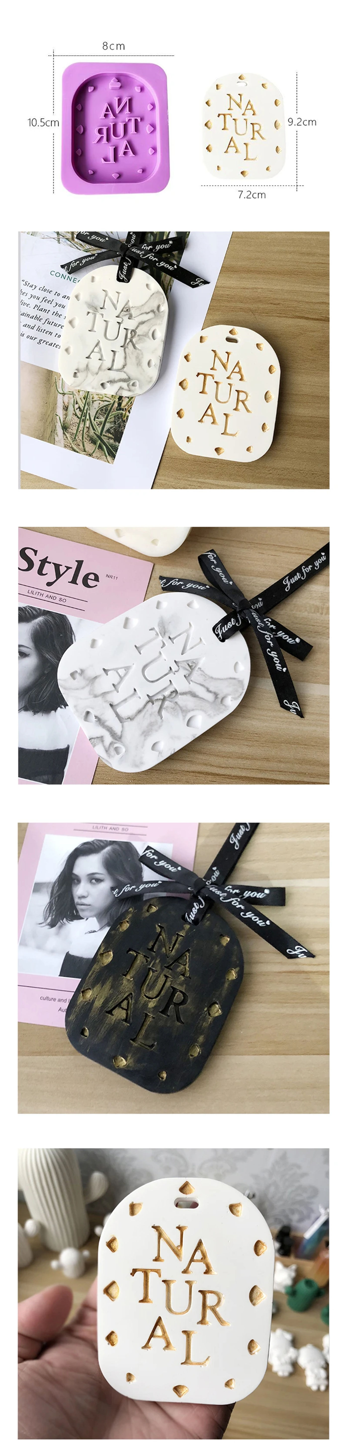 Description Picture 5 of itemAroma Silicone Wax Pendant Silicone Mold DIY Letters Aromatherapy Gypsum Plaster Silicon Molds For Car Decoration