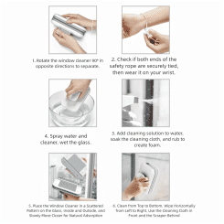 Durable Magnetic Window Cleaner Detachable Anti Fall Safety Rope Double-sided Window Cleaner Easy To Clean Glass Scraper