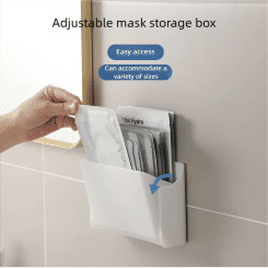 2024 New Wall-mounted Folding Mask Storage Box Bathroom Skincare Organizer Perforation-free Toilet Table Drain Storage Rack