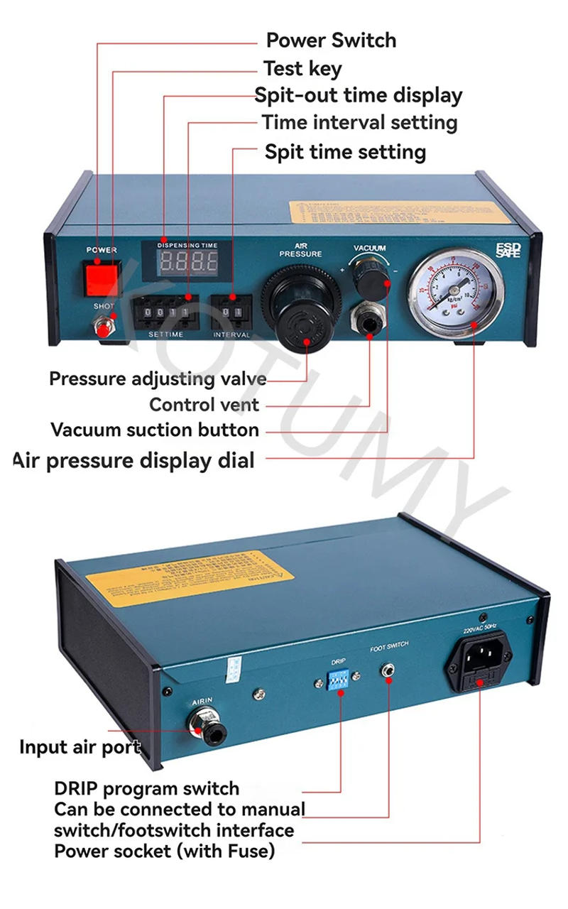 Description Picture 5 of item110V/220V Manual Pedal Glue Dispenser Epoxy Resin Automatic Glue Injection Machine Automatic Dispensing Machine BY-983A