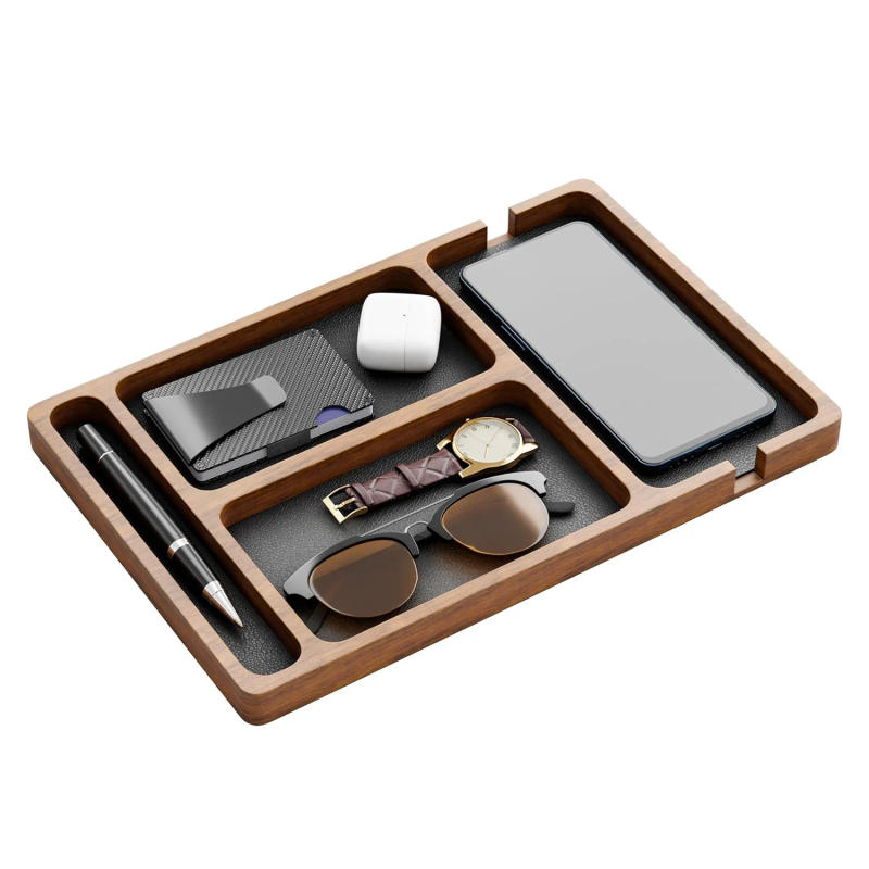 Description Picture 6 of itemWooden office desktop storage box Solid wood partition glasses storage box Mobile phone headphones debris storage box