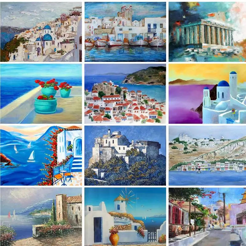 Description Picture 2 of itemGATYZTORY Paint By Number Landscape Drawing On Canvas Art DIY Pictures By Numbers Scenery Hand Painted Painting House Home Decor