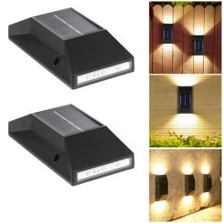6LED Solar Wall Light Outdoor Balcony Garden Decor Lamp Waterproof New Super Bright Up And Down Luminous Street Lighting Decor