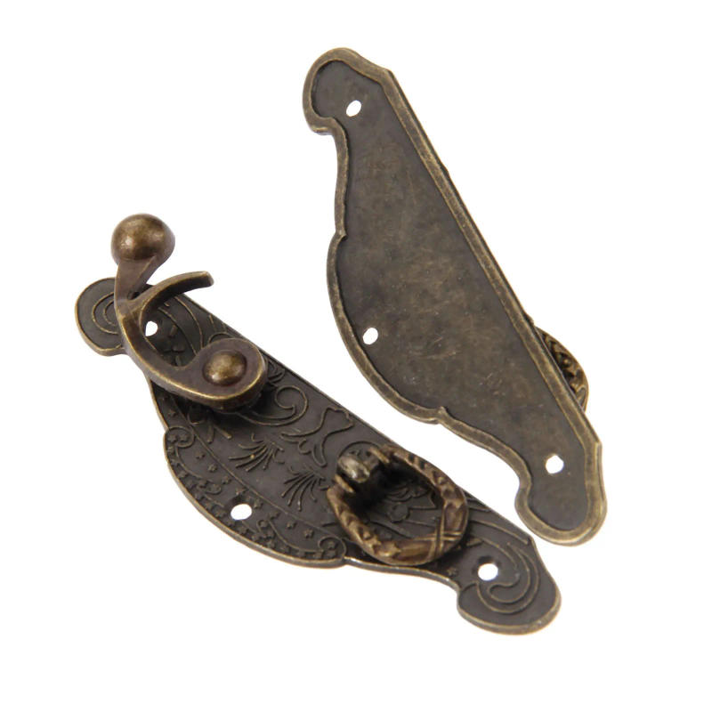Description Picture 6 of item1Set Antique Box Latch Hasp Vintage Wooden Gift Box Toggle Lock Alloy Buckle Latch Hook Furniture Hardware Zinc Alloy with Screw