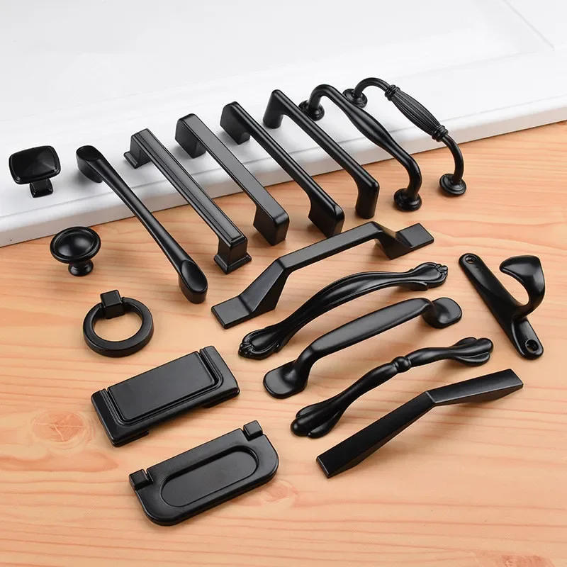 Description Picture 2 of itemAluminum Alloy Black Cabinet Handles American Style Solid Kitchen Cupboard Pulls Drawer Knobs Furniture Handle Hardware