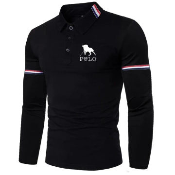 Brand new summer men's long sleeved polo shirt casual lapel shirt