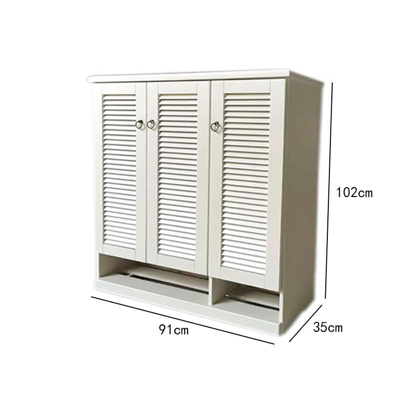 Description Picture 4 of itemEuropean style solid wood shoe cabinet large capacity storage breathable foyer storage simple double door pure log cabinet home