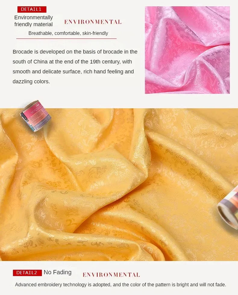 Description Picture 5 of itemChinese Style Dragon Pattern Jacquard Brocade Fabric By Meters for Hanfu Clothing Tang Suit Sewing Plain Breathable Cloth Smooth