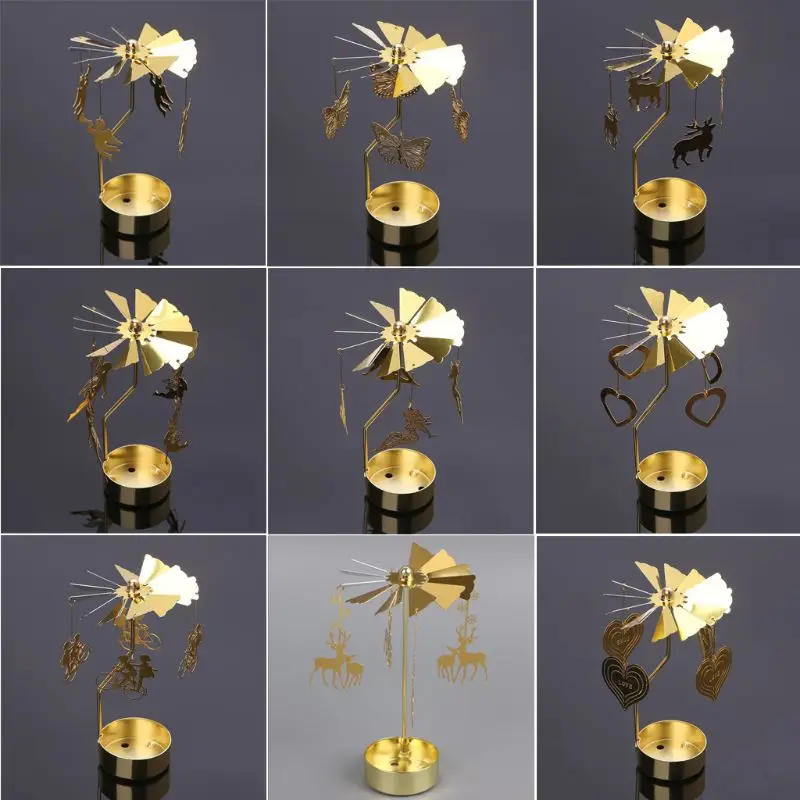 Description Picture 2 of itemSpinning Candle Holder Rotary Light Holders Christmas Table Decoration Tray Revolving Candlesticks for Wedding Holiday
