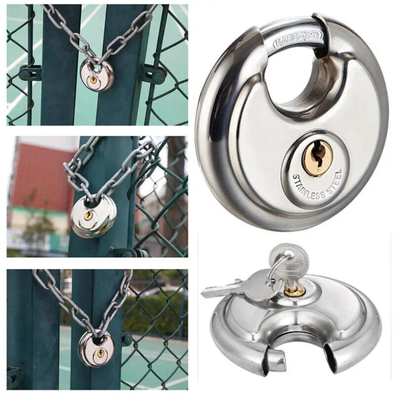 Description Picture 2 of itemStainless Steel Round Pie Lock Durable Rust-proof Heavy Duty Round Padlock Waterproof Storage Locker Keyed Padlock