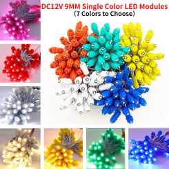 1000pcs DC12V 9MM LED Modules Waterproof Single Color Led Pixel Light Red/Green/Blue/Yellow/White/WarmWhite for Place Decoration