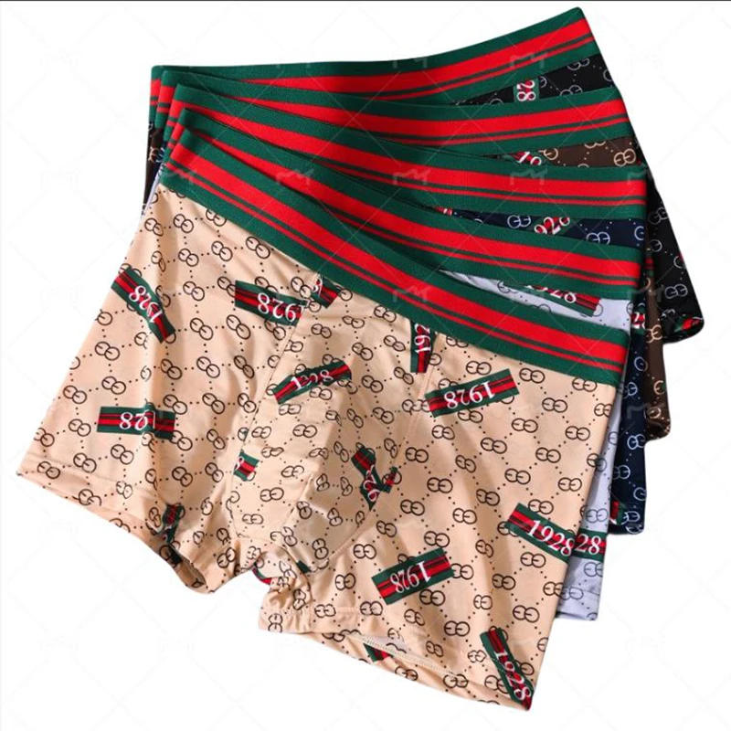 Description Picture 2 of item5PCS Ice Silk Men's Underwear Thin Ice Breathable Trendy Light Luxury Men's Underpants Fashion Mid Waist Loose Men Boxer Shorts