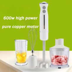 Electric Hand Held Stainless Steel Blades Stick Blender 4-in-1 Multi-Purpose Immersion 600w Home Kitchen Hand Blender