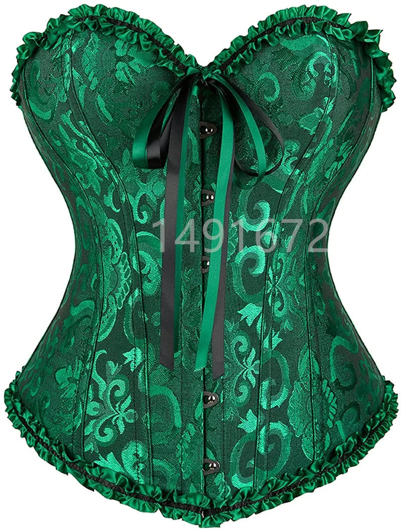 Description Picture 3 of itemSapubonv Corsets and Bustiers Shapewear Brocade Lingerie Overbust Corset Top Sexy Plus Size Women Vintage Red Black Green Pink