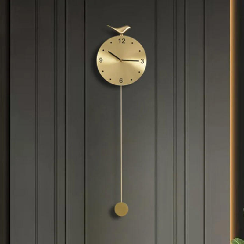 Description Picture 4 of itemWall Clocks Creative Brass Silent Moving Pendulum Clock Wall Art Decoration for Living Room Luxurious Objects Modern Design