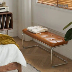 Nordic PU Leather Stool Simple Modern Hallway Soft Cushion Shoes Stool Sofa Stool Home Living Room Furniture Long Bench