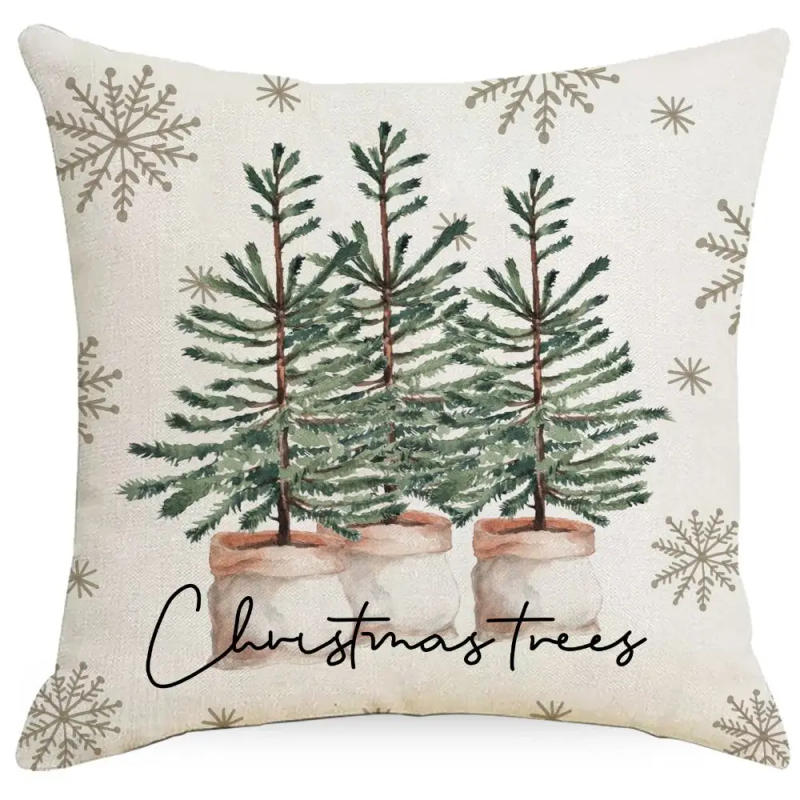 Description Picture 6 of itemSofa Couch Christmas Pillow Covers Christmas Supplies Xmas Trees Pattern Pillow Cases Dacron Home Textile Cushion Cover Home