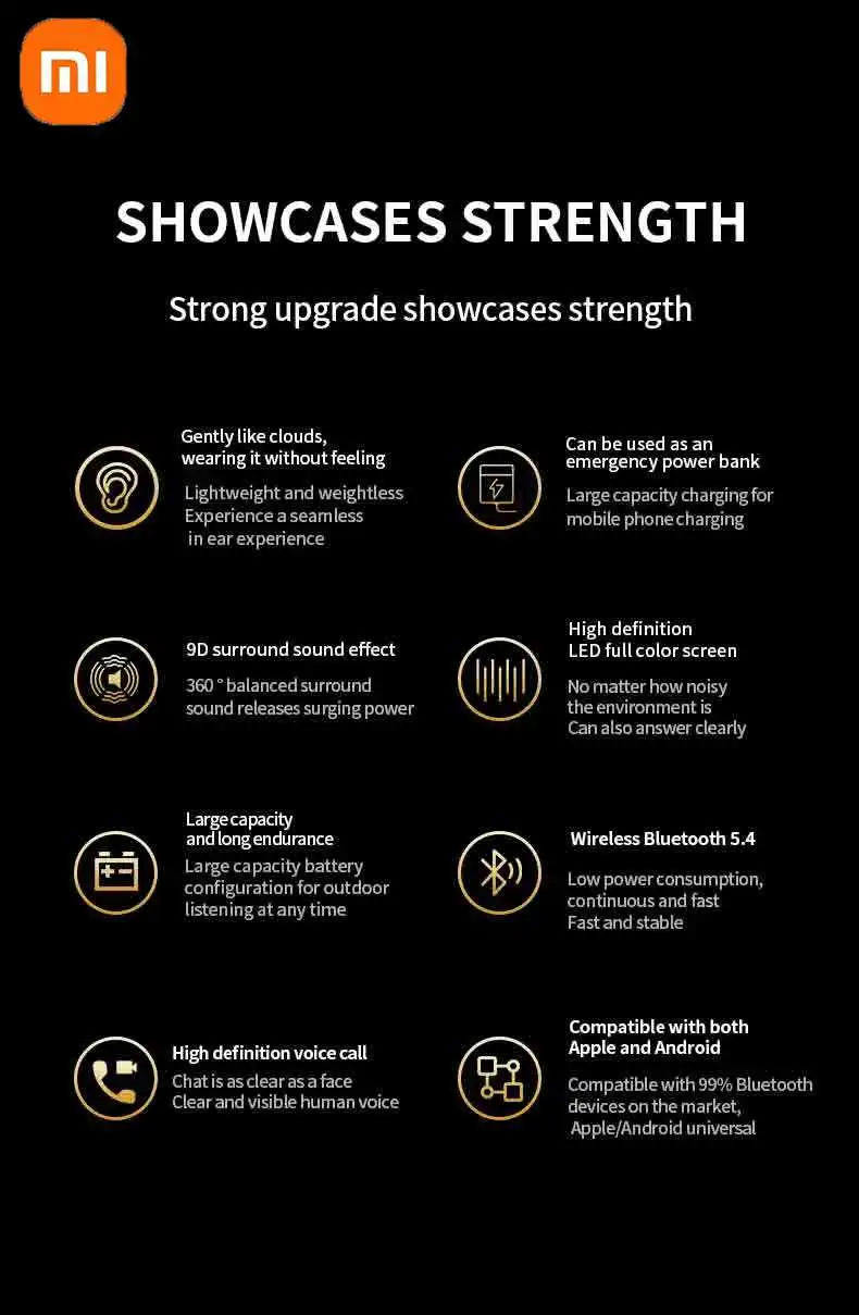 Description Picture 3 of itemXiaomi TWS Earbuds ANC Active Noise Cancelling Earphones with Touch Control LCD Screen Heavy Bass Premium Sound ENC Microphone