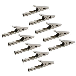 10Pcs 50mm Metal Alligator Clips Crocodile Clamps Silver Tone Nickel Plated Test Cable Lead Clamp
