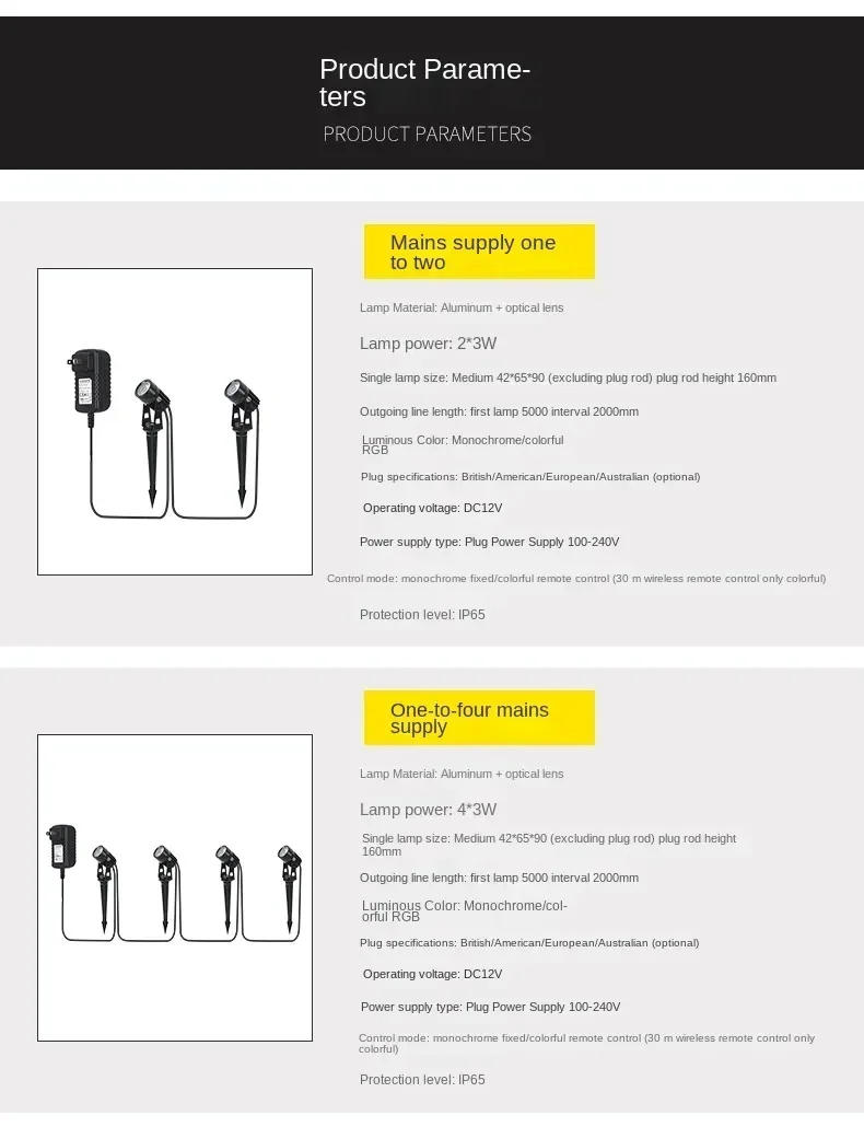 Description Picture 5 of itemLed Garden Lights Lawn Lamp 2/4/6/8/10 in 1 Outdoor Waterproof Spotlight RGB Dimming High Brightness Landscape Light Ground Lamp