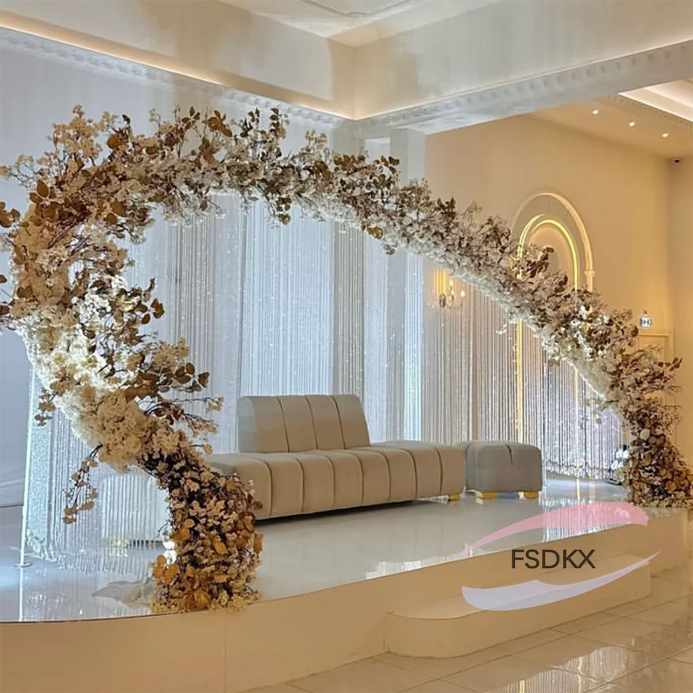 Description Picture 4 of itemWedding Arch Stand Backdrop metal deco weddingFrame Gold party Arch for Wedding Flower Arch for Wedding