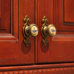 European Retro Rural Printing Ceramic Drawer Shoe Cabinet Knob Bronze Cupboard Wardrobe Dresser Door Handle Backplate With Knob