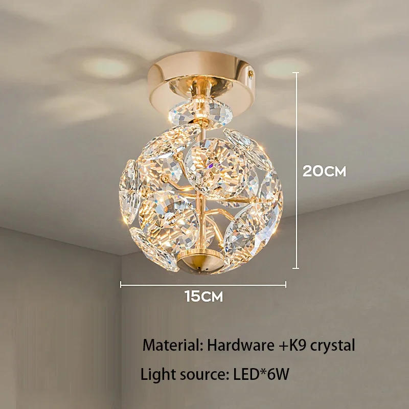 Description Picture 4 of itemModern K9 Pure Crystal Bedside Small Chandelier Light Lluxury Crystal Wall Lamp Corridor Ceiling Lamp Bar Decoration Noble Lamps