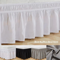Elastic Bed Ruffles Bed Skirt Soft Comfortable Wrap Around Fade Resistant Solid Color Bed Skirts Twin Full Queen King Size