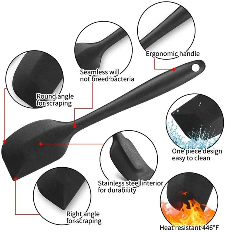 Description Picture 3 of item6 Pieces Silicone Spatula Set Food Grade Non Stick Heat Resistant Spatulas Turner for Cooking Baking Mixing Baking Tools