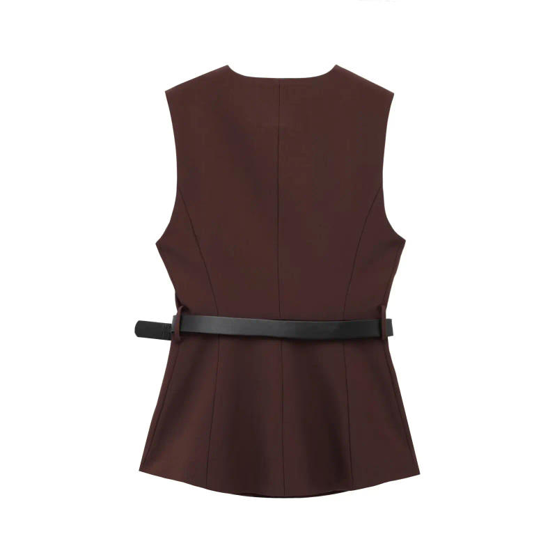 Description Picture 6 of itemPB&ZA Women's Sleeveless Round - neck Button - front Blouse with Belted Waist for a Chic and Stylish Appearance