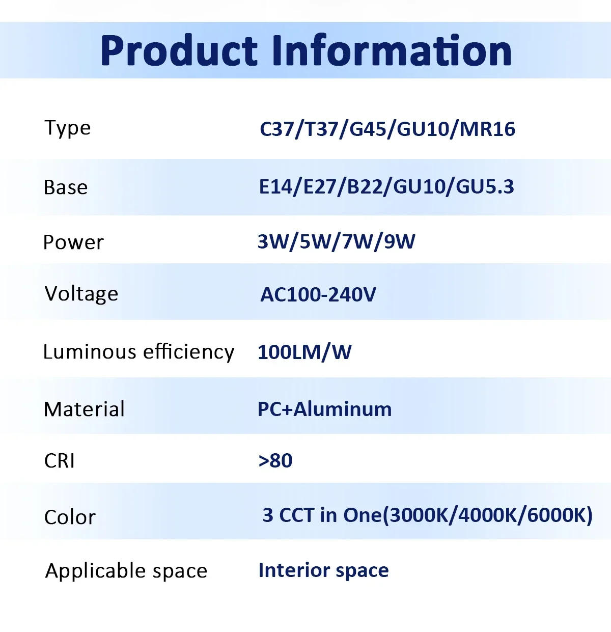 Description Picture 3 of item4pcs LED Spot Light GU10 Wall switch CCT 3000K 4000K 6000K E27 B22 GU5.3 Base light Bulb AC110V 220V Memory Function Color