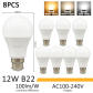 8pcs 12W B22