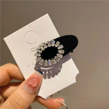 Vintage Gift Luxury BB clip Rhinestone Hairband Bow Girls Hair Clip Sweet Barrettes Korean Style Hairpin Velvet Duckbill Clip