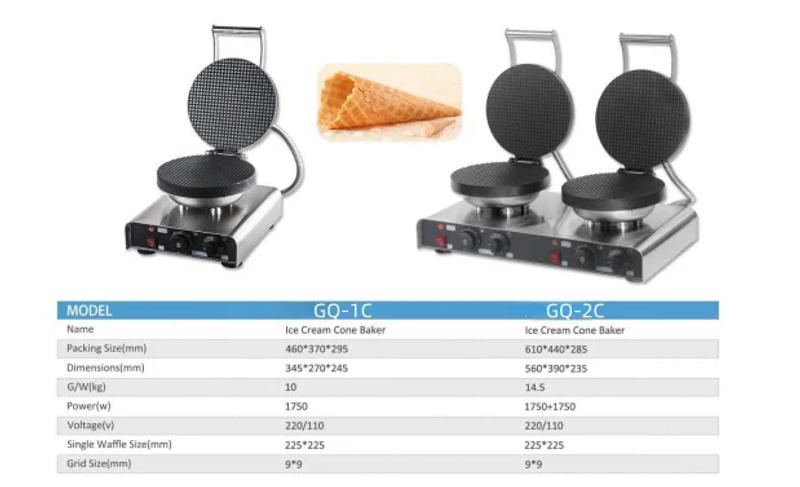 Description Picture 2 of itemHigh Top Quality Commercial Ice Cream Cone Waffle Maker Electric Non-Stick Cone Waffle Maker Machines For Sale