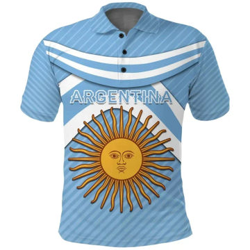 Fashion Summer 3D Flag Of Argentina Emblem Printing Polo Shirt Argentina National Coat Of Arms Graphic Polo Shirts Vintage Polos