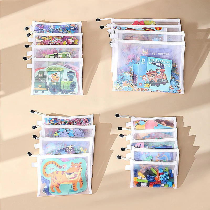 Description Picture 4 of item10pcs A4/A5/A6 Zipper Pouch Pencil Case Student Exam Series Hand Account Net Yarn Transparent Stationery Supplies Storage Bags
